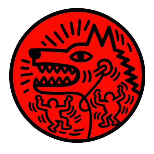 Barking Lines — the Dangerous Dog mark reimagined in Keith Haring pop-street style