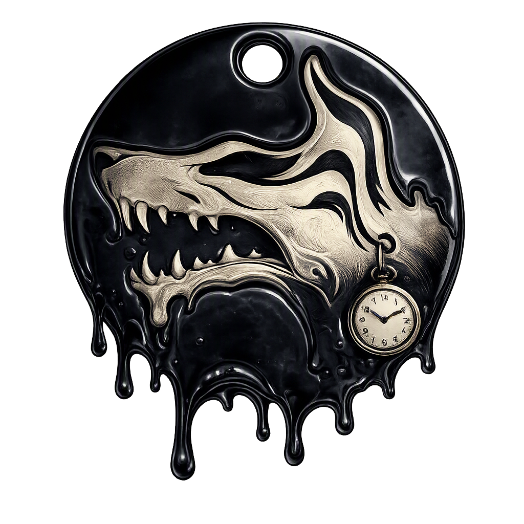 Tribal Melt — dark variant of the melting surrealist mark